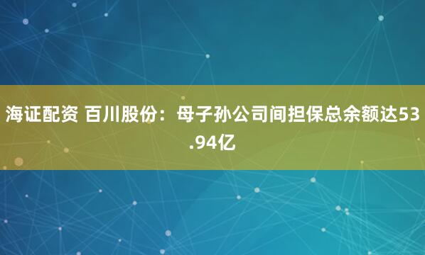 海证配资 百川股份：母子孙公司间担保总余额达53.94亿